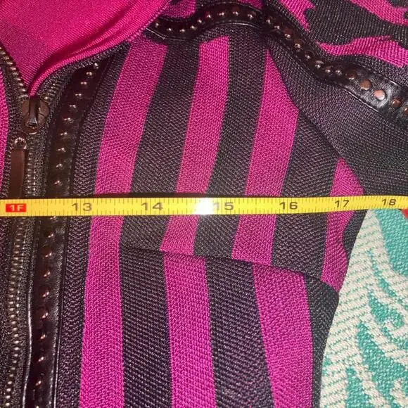 NWOT Y2K Personal Privilege Striped Damask Studded Biker - Picture 7 of 7